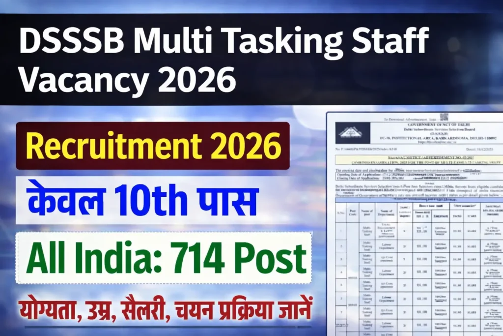 DSSSB MTS Recruitment 2025 के 714 पदों पर भर्ती का नोटिफिकेशन जारी, आवेदन शुरू