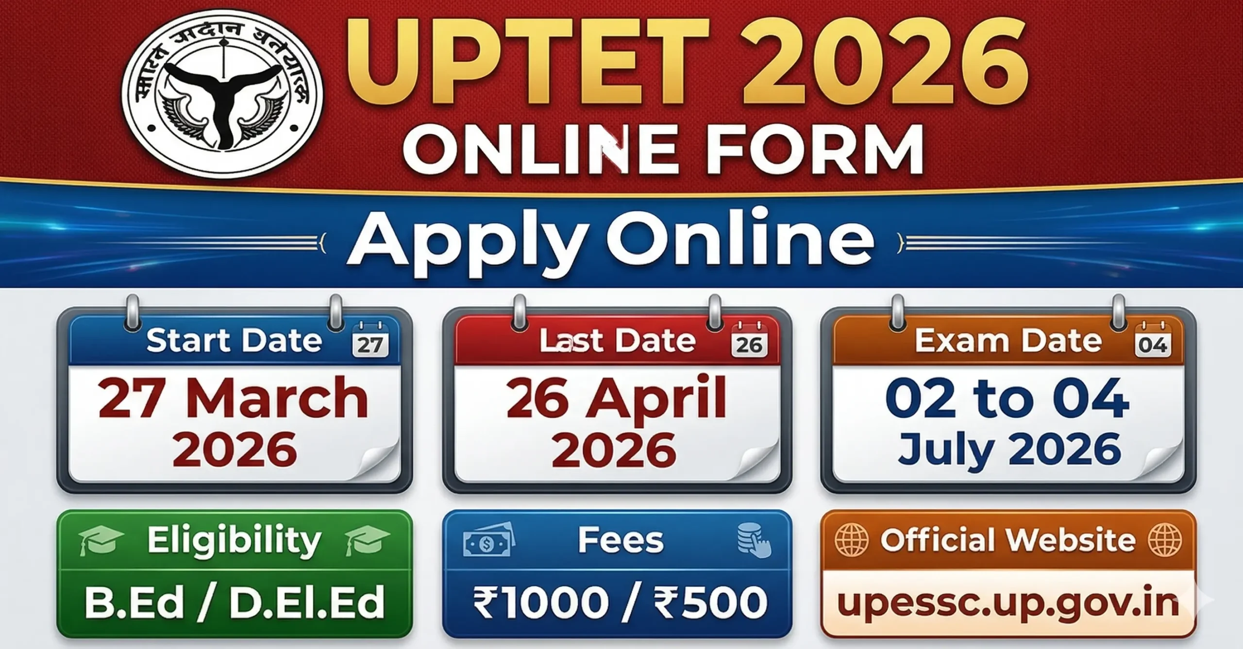 UPTET Online Form 2026 Direct Link: Apply Now for UP Teacher Eligibility Test