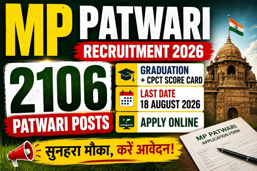 MP Patwari Recruitment 2026 2106 Posts MPESB Group-2 Sub Group-4 Apply Online